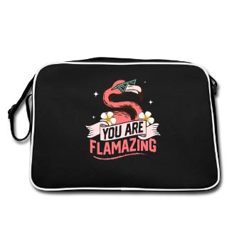 You Are Flamazing Flamingo Pink Bird - Retro Bag - black/white - Back