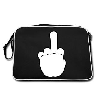 Hand middle finger | BP | Black/White - Retro Tasche - Schwarz/Weiß - Hinten