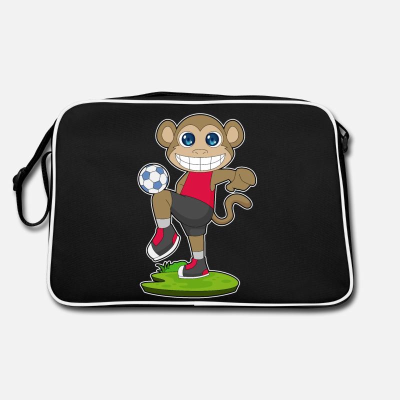 Monkey Soccer Player Soccer - Retro Bag - black/white