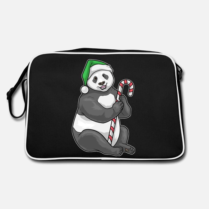 Panda Christmas Candy Cane Retro Bag
