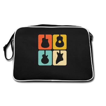 Vintage Guitar Pick Guitarist Gift - Retro Bag - black/white - Back
