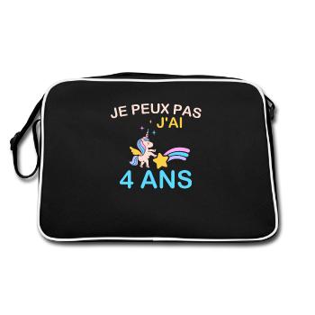 I can't I'm 4 years old - Retro Bag - black/white - Back