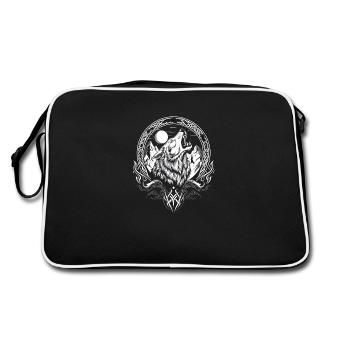 Wikinger-Wolf - Retro Tasche - Schwarz/Weiß - Hinten
