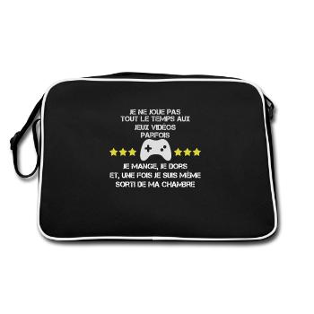 Accro Aux Jeux Vidéo Idée Cadeau Pour Ado Gamer - Sac Retro - noir/blanc - Dos