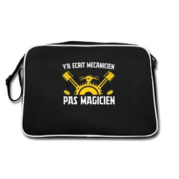Y'a écrit mécanicien pas magicien - Sac Retro - noir/blanc - Dos