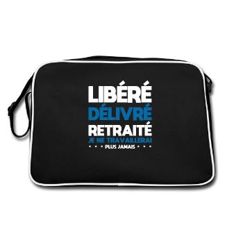 Released Released Retired - Retirement Humor T-Shirt - Retro Bag - black/white - Back