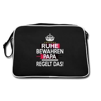 Ruhe Bewahren Papa regelt das! - Retro Tasche - Schwarz/Weiß - Hinten