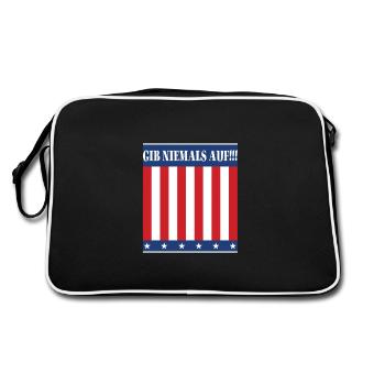 Gib niemals auf - Retro Tasche - Schwarz/Weiß - Hinten