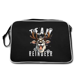 Weihnachtsmotiv Rentier Xmas Team Rentier - Retro Tasche - Schwarz/Weiß - Hinten