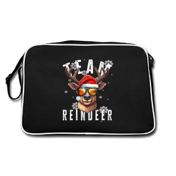 Weihnachtsmotiv Rentier Xmas Team Rentier - Retro Tasche - Schwarz/Weiß - Hinten