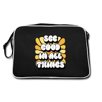 Voir le bien en toutes choses | Affirmations positives - Sac Retro - noir/blanc - Dos