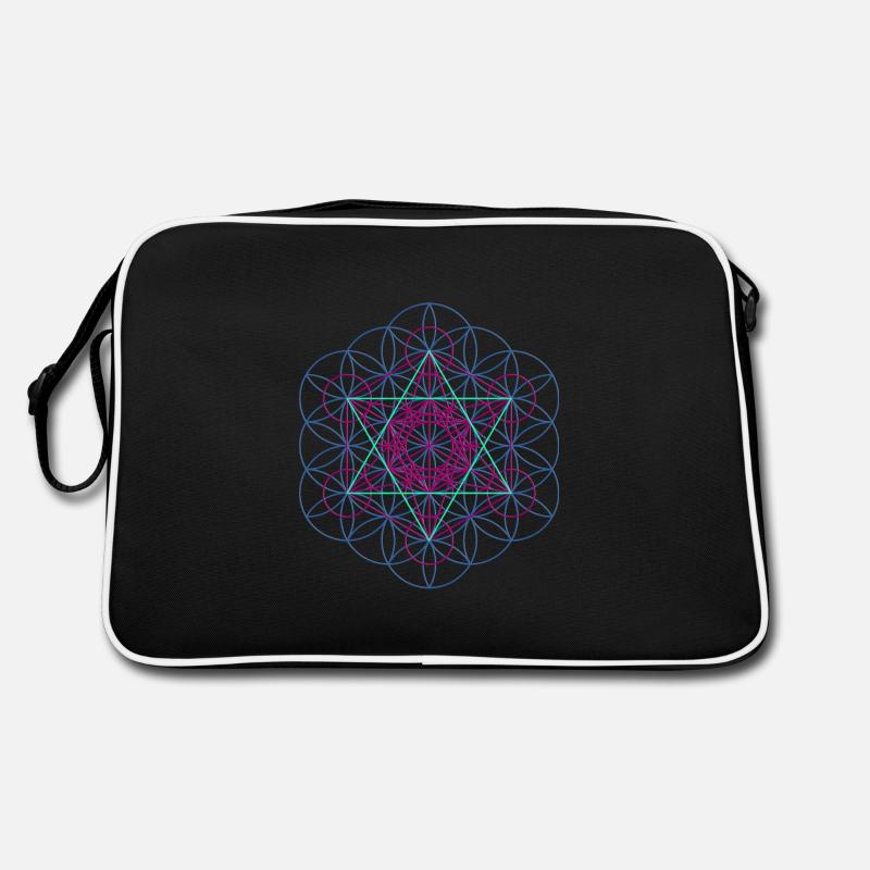 Fleur de la vie - Metatronwürfel libre - Sac Retro - noir/blanc