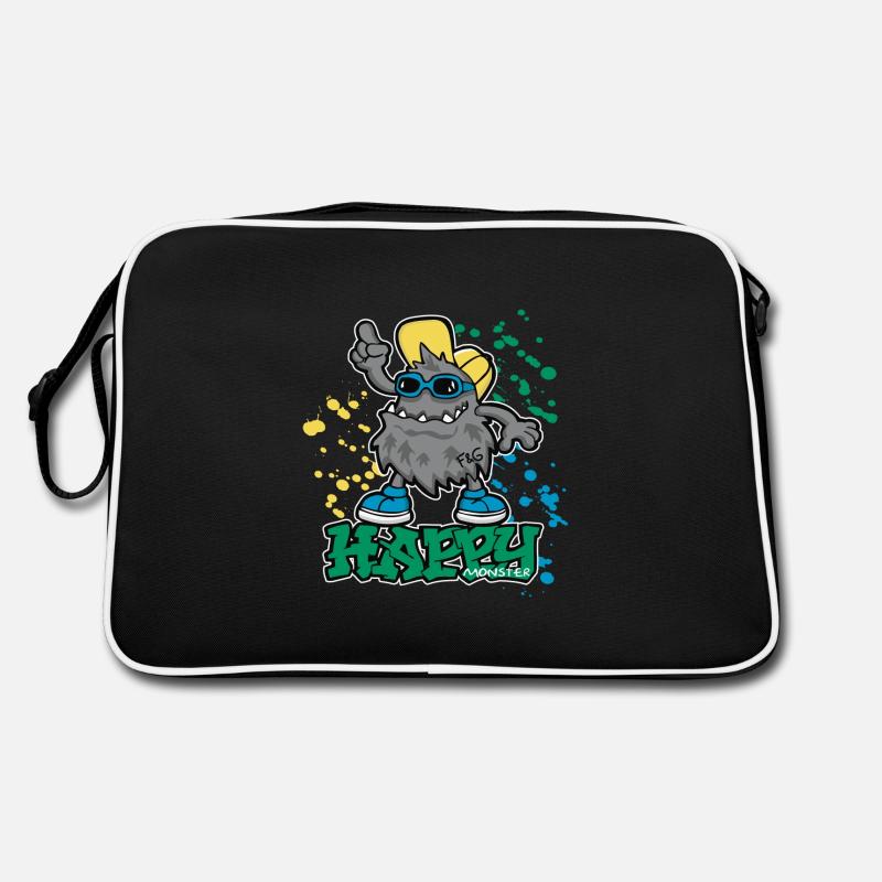 Happy Monster - Retro Tasche - Schwarz/Weiß