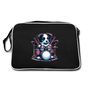Chiot Border Collie Drummer Cool - Sac Retro - noir/blanc - Dos