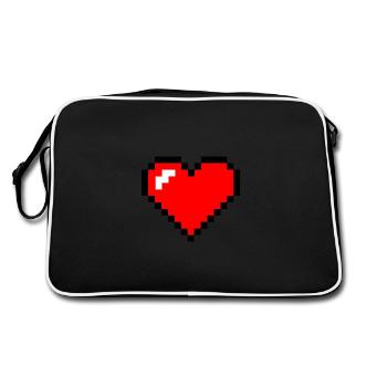 pixel heart gamer zocker gift love love life - Retro Bag - black/white - Back
