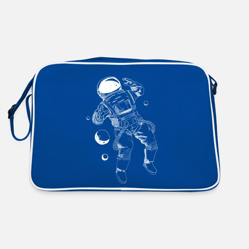 Astronaut schwebend weiss Retro Tasche