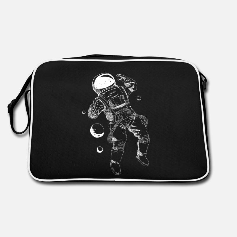 Astronaut schwebend weiss Retro Tasche