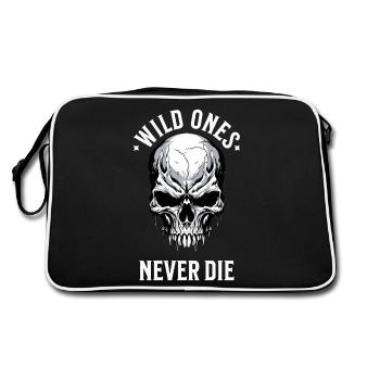 crâne crâne squelette moto motard gang - Sac Retro - noir/blanc - Dos