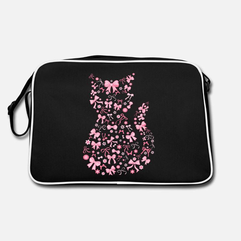 Cute Pink Cat Flirty Bow Gift Retro Bag