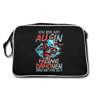 ICH BIN NIE ALLEIN - MEINE DÄMONEN SIND BEI MIR - Retro Tasche - Schwarz/Weiß - Hinten