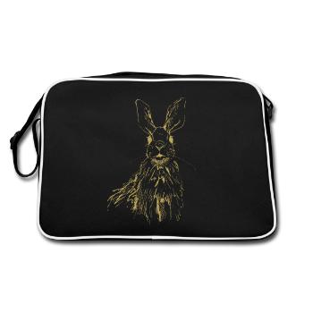 Motifs illustrés avec lapin - Sac Retro - noir/blanc - Dos