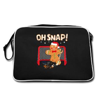 Hockey Goalie Funny Gingerbread Oh Snap Cookie - Sac Retro - noir/blanc - Dos