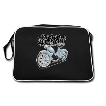 SR2 (hellblau) // Illustration - Retro Tasche - Schwarz/Weiß - Hinten