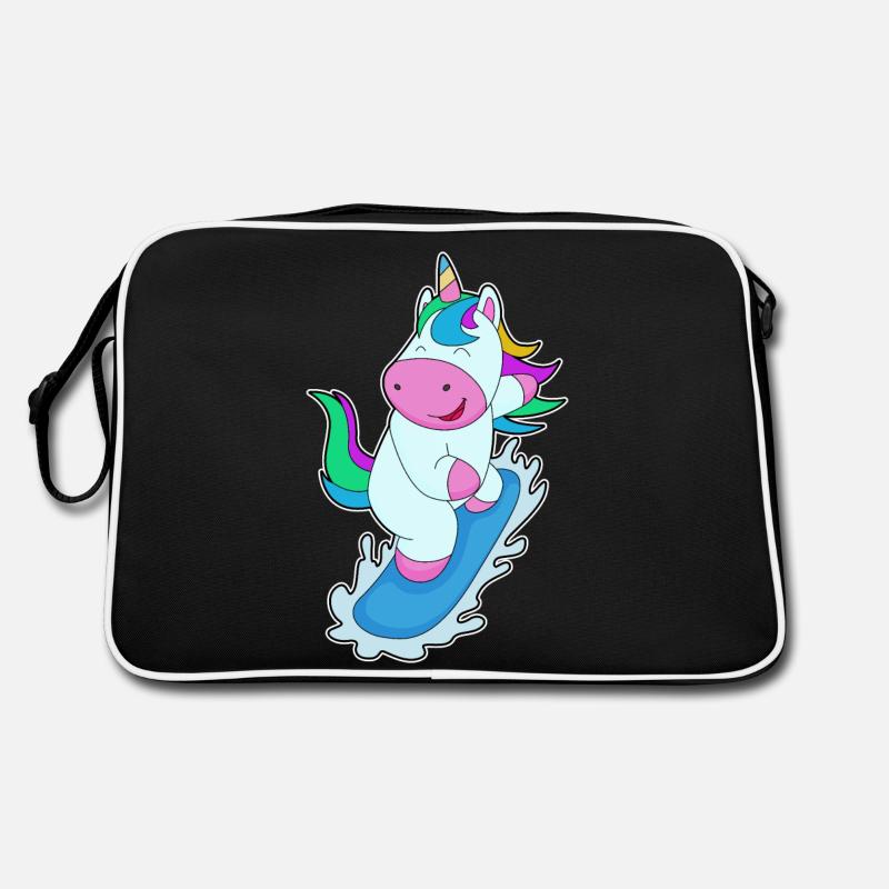 Einhorn Snowboard Wintersport Retro Tasche
