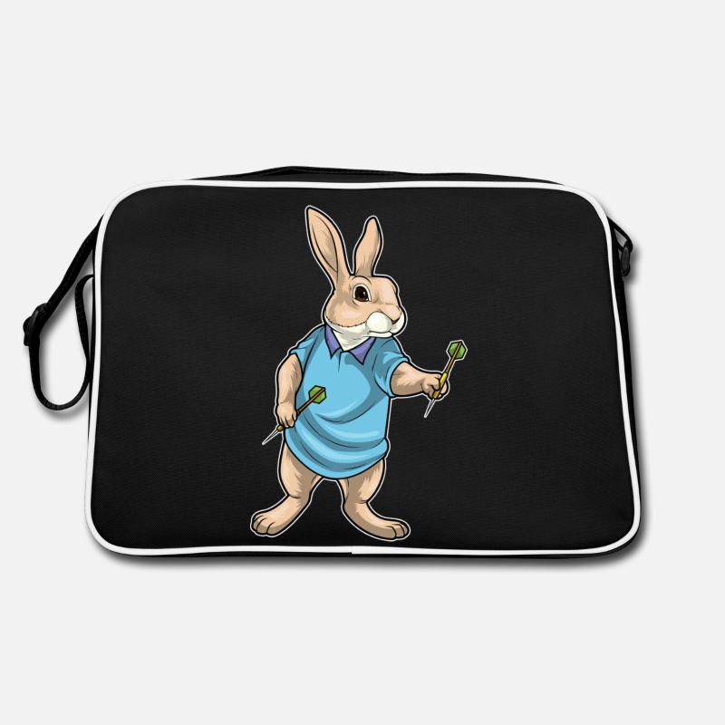 Hase Dart Dartpfeil - Retro Tasche - Schwarz/Weiß