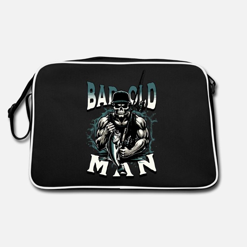 BAD OLD MAN Angler - Retro Tasche - Schwarz/Weiß