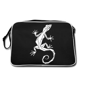 Gecko Polygon – Design minimaliste pour reptiles - Sac Retro - noir/blanc - Dos