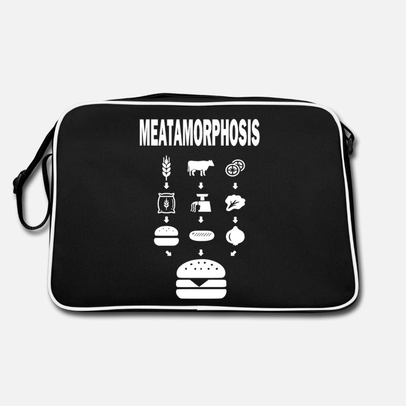 MEATAMORPHOSIS – Burger BBQ Shirt on dark garments Retro Bag