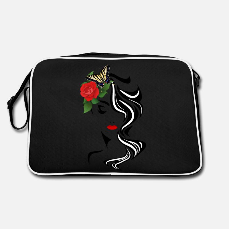 Face with butterfly and rose Retro Bag