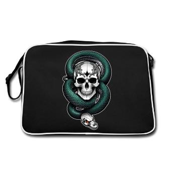 Snake Skeleton and Tattoo - Retro Bag - black/white - Back