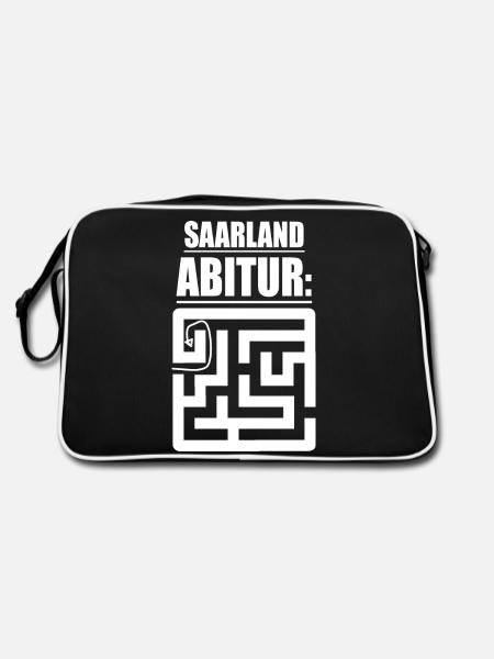 Abitur Abschluss Prüfung Sprüche lustig Saarland - Retro Tasche - Schwarz/Weiß - Hinten