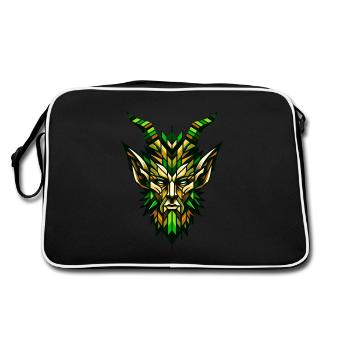 Enchanted Forest Satyr: Geometric Faun Illustratio - Retro Bag - black/white - Back