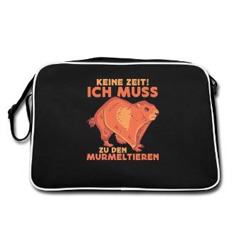 No time! I have to go to the groundhog animal - Retro Bag - black/white - Back