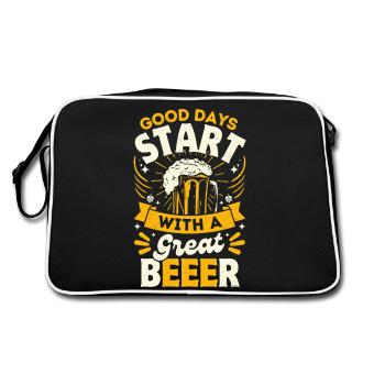 Gute Tage beginnen mit einem guten Bier - Retro Tasche - Schwarz/Weiß - Hinten