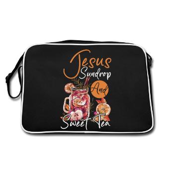 Eistee-Liebhaber Jesus Sundrop and Sweet Tea - Retro Tasche - Schwarz/Weiß - Hinten