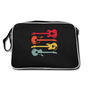 Vintage Guitar Pick Guitarist Gift - Retro Bag - black/white - Back