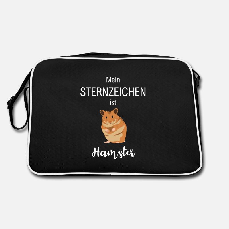 Sternzeichen Hamster - lustiges Hamster Geschenk - Retro Tasche - Schwarz/Weiß
