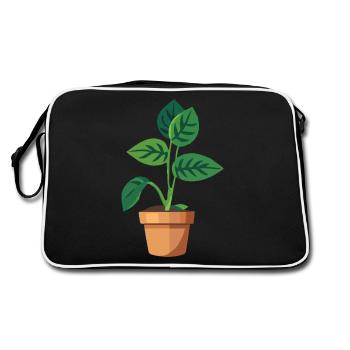 Planter des feuilles vertes en pot - Sac Retro - noir/blanc - Dos