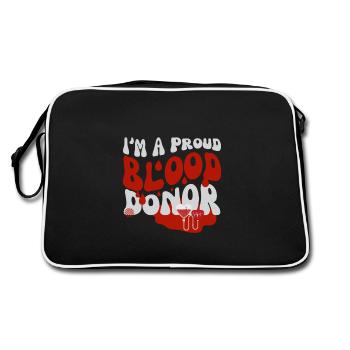 Blood Donor Month Design I'm A Proud Blood Donor - Retro Bag - black/white - Back