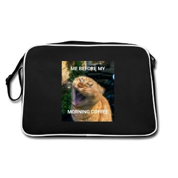 MOI AVANT LE CAFÉ DU MATIN Café du matin Chats Mèmes - Sac Retro - noir/blanc - Dos
