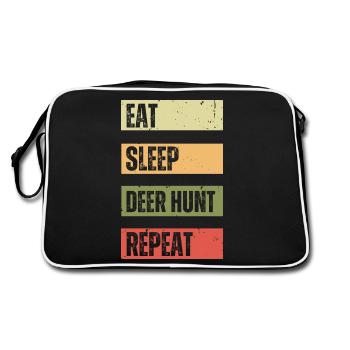 Eat Sleep Deer Hunt Repeat | Deer Hunting - Retro Bag - black/white - Back