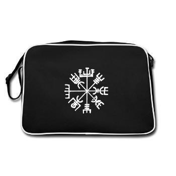 Vegvisir Rune Compass Futhark Viking white - Retro Bag - black/white - Back