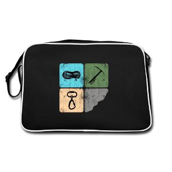 Klettern Bergsteiger Bergfex Eispickel - Retro Tasche - Schwarz/Weiß - Hinten