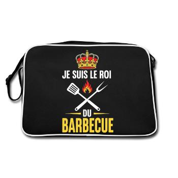 ICH BIN DER KÖNIG des BBQ - Retro Tasche - Schwarz/Weiß - Hinten