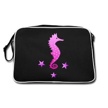 Hippocampe rose Rat d’eau Badge de natation - Sac Retro - noir/blanc - Dos