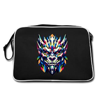 Geometric Gargoyle: Colorful Abstract Art - Retro Bag - black/white - Back